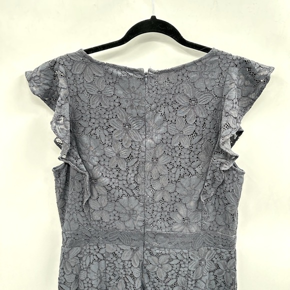 LOFT Lace Flutter sleeve blue tiered woman midi coquette feminine dress 12 - Picture 4 of 14